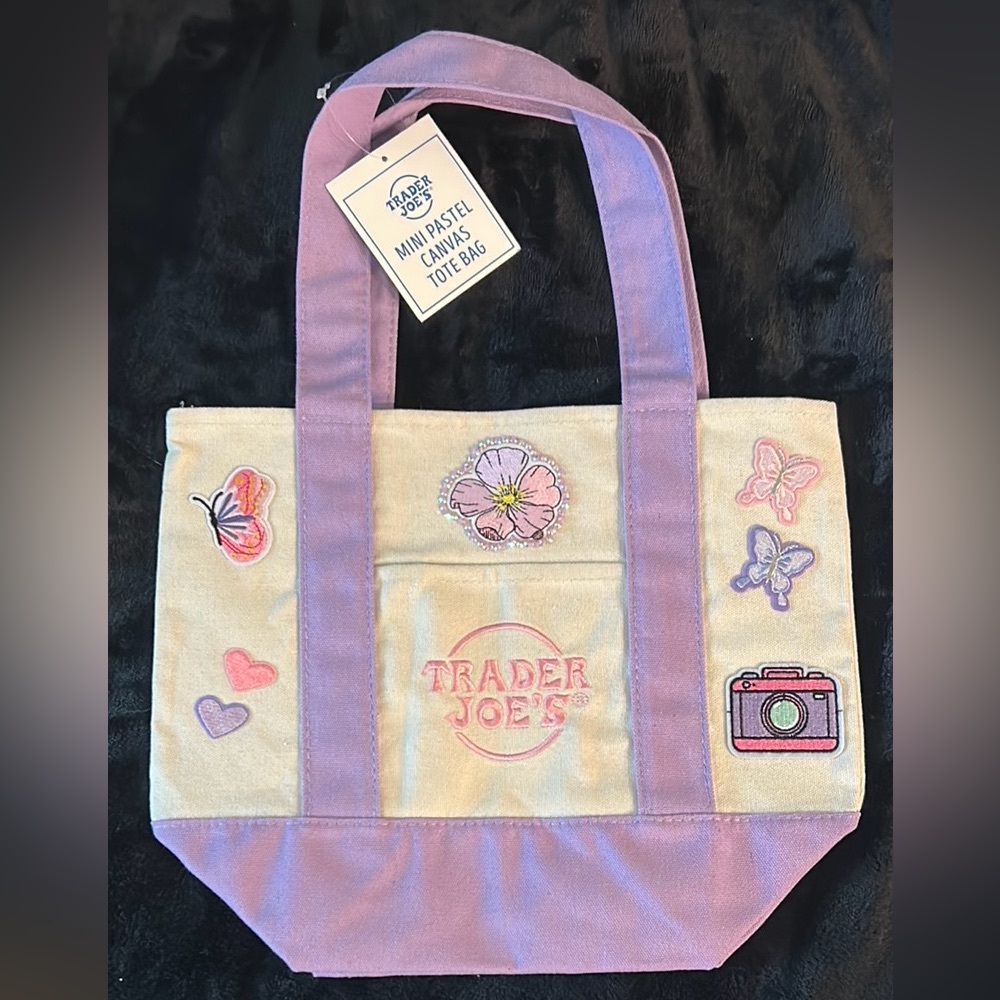 Trader Joe’s lavender mini tote, with embellishments